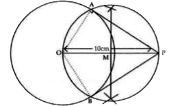 Draw a circle of radius 6 cm. From a point 10 cm away from its centre, construct the pair of tangents to the circle and measure their lengths.