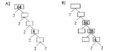 Find the missing numbers in the following factor trees.