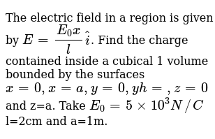 The Electric Field In A Region Is Given By E E 0x Lhati Find