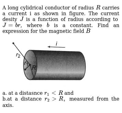 A Long Cylidrical Conductor Of Radius R Carries A Current I As Sho