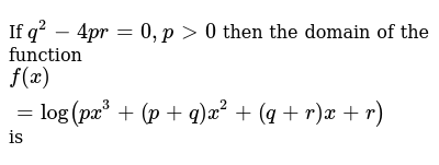 If Q 2 4pr 0 P Gt 0 Then The Domain Of The Function F X Lo