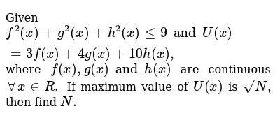 Given F 2 X G 2 X H 2 X Lt 9 And U X 3f X 4g X 10h X Where