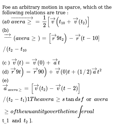 Foe An Arbitrary Motion In Sparce Which Ot The Following Relation