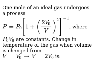 One Mole Of An Ideal Gas Undergoes A Process P P 0 1 2 V