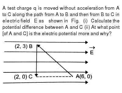 A Test Charge Q Is Moved Without Acceleration From A To C Along T