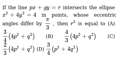 If The Line Px Gy R Intersects The Ellipse X 2 4y 2 4 In