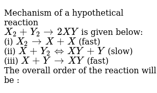 Mechanism Of A Hypothetical Reaction X 2 Y 2 Rarr 2xy Is G