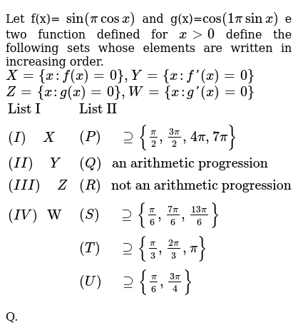 Let F X Sin Picosx And G X Cos 1pisinx E Two Function Def