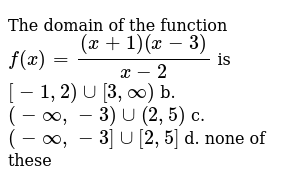 The Domain Of The Function F X X 1 X 3 X 2 Is 1 2