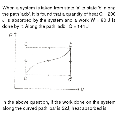 When A System Is Taken From State A To State B Along The Pa