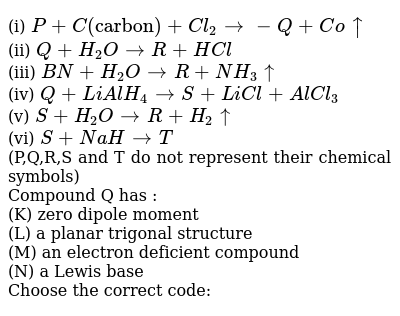 I P C Carbon Cl 2 To Q Co Uaarr Br Ii Q H 2 O To R