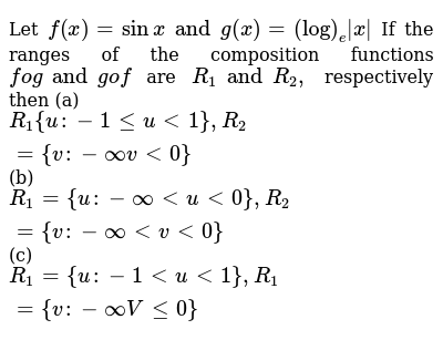 Let F X Sinx And G X Log E X If The Ranges Of The Compositi