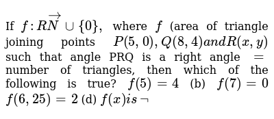 If F Rvecnuu 0 Where F Area Of Triangle Joining Points P 5 0