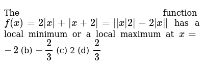 The Function F X 2 X X 2 X 2 2 X Has A Local Minimum Or