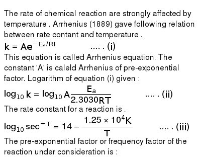 The Rate Of Chemical Reaction Are Strongly Affected By Temperat