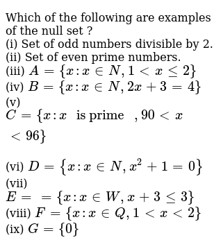 Which Of The Following Are Examples Of The Null Set Br I Set