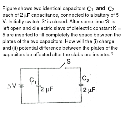 Figure Shows Two Identical Capacitors C 1 And C 2 Each Of 2muf