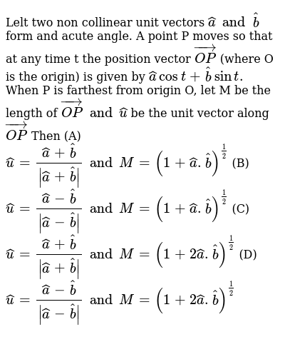 Lelt Two Non Collinear Unit Vectors Hata And Hatb Form And Ac