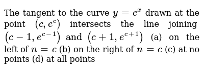 The Tangent To The Curve Y E X Drawn At The Point C E C Inte