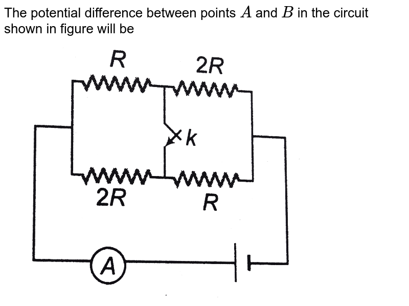 The potential difference between points A and B in the circuit sho