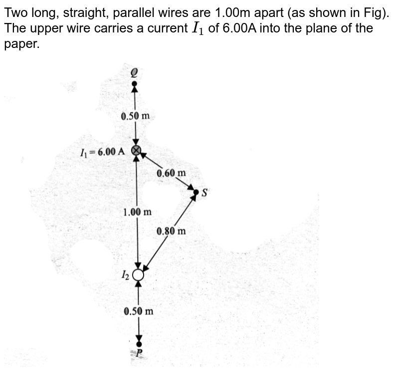 Two long parallel straight wires carry equal currents in opposite