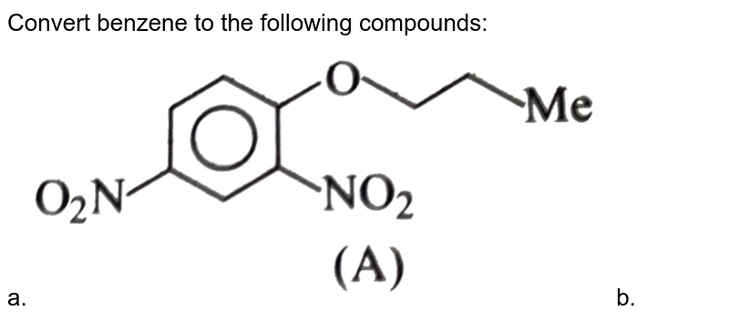 Convert benzene to the following compounds: a. b. c. d.