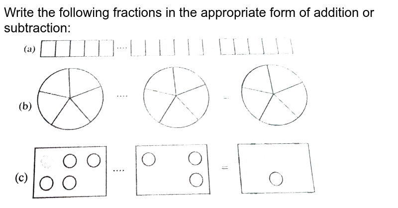Write the following fractions in the appropriate form of addition or subtraction:
