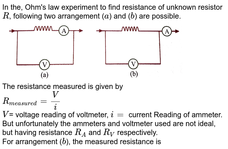 In the, Ohm's law experiment ot find resistance of unknown resistor R