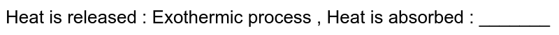 Heat is released : Exothermic process , Heat is absorbed : _______