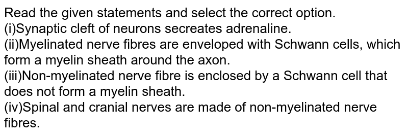 Assertion : Myelinated Nerve Fibre Are Enveloped With Schwan Cells, Which  Form A Myelin Sheath Around The Axon Reason Assertion : Myelinated Nerve Fibre Are Enveloped With Schwan Cells, Which  Form A Myelin Sheath Around The Axon Reason