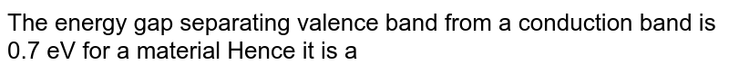 The energy gap separating valence band from a conduction band is 0.7 eV for a material Hence it is a