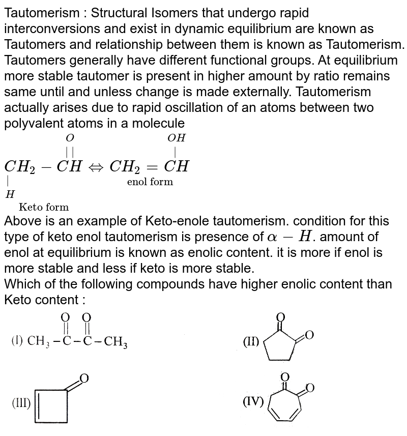 Tautomerism Structural Isomers That Undergo Rapid Interconversions