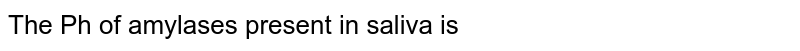 The Ph of amylases present in saliva is