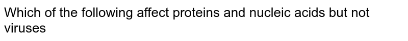 Which of the following affect proteins and nucleic acids but not viruses