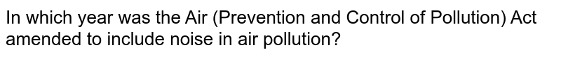 In which year was the Air (Prevention and Control of Pollution) Act amended to include noise in air pollution?