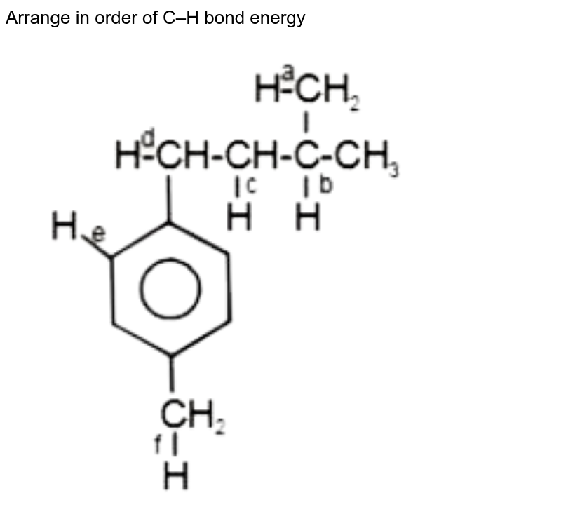 Arrange in order of C–H bond energy