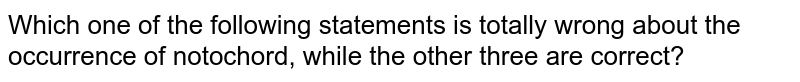 Which one of the following statements is totally wrong about the occurrence of notochord, while the other three are correct?