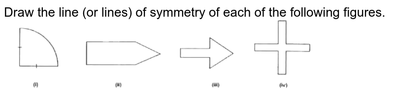 Draw the line (or lines) of symmetry of each of the following figures.