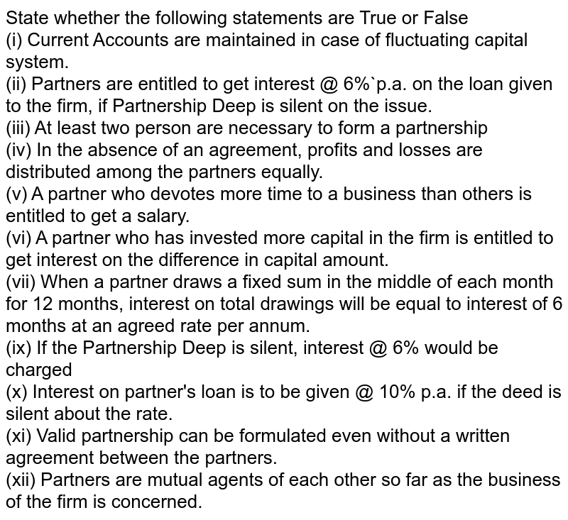 In The Absence Of Partnership Agreement Interest On Partners Loan