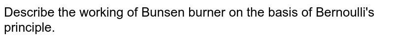 Describe the working of Bunsen burner on the basis of Bernoulli's principle.
