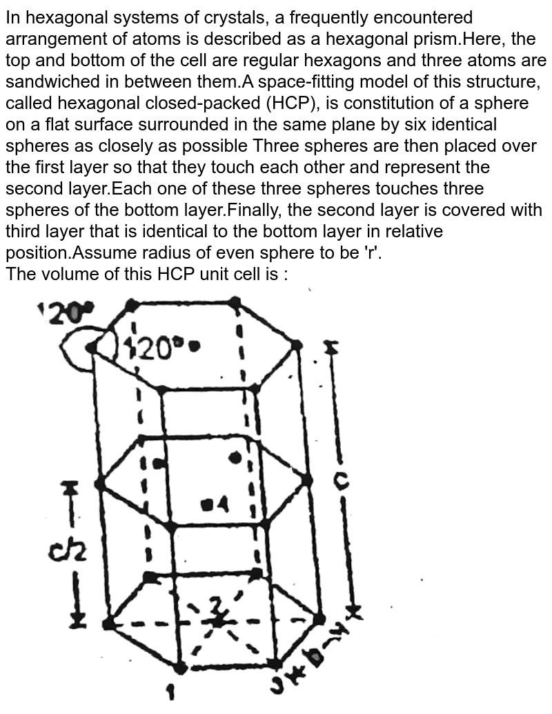 In hexagonal system of crystals a frequently encountered arrangem