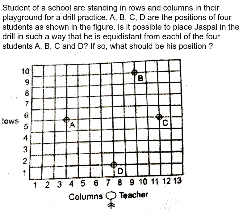 Students of a school are standing in rows and columns in their pla