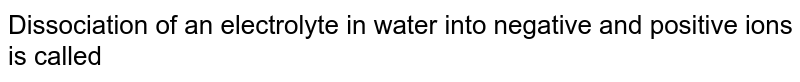 Dissociation of an electrolyte in water into negative and positive ions is called