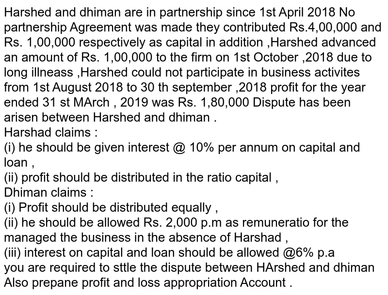 Harshad And Dhiman Are In Partnership Since 1st April 17 No Pa