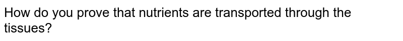 How do you prove that nutrients are transported through the tissues?