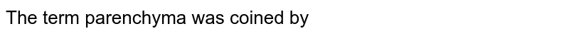 The term parenchyma was coined by
