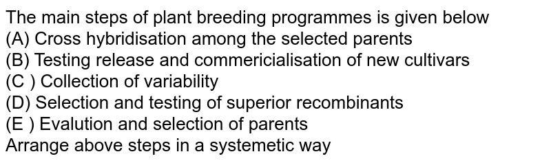 steps in plant breeding