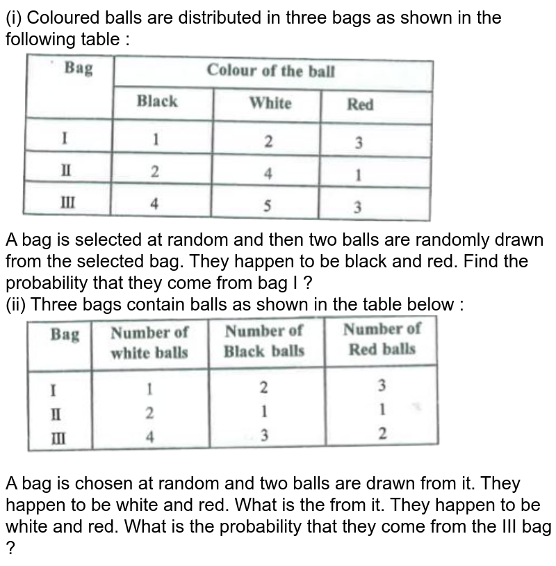 A bag contains 4 white and 2 black balls and another bag contains 3 white..