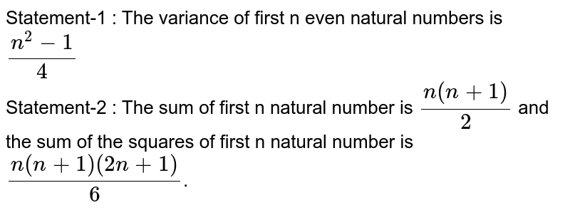 Variance Of First N Natural Number