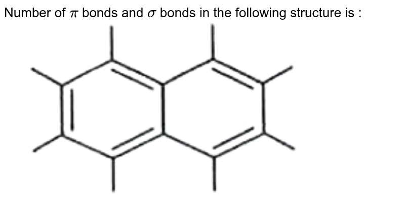 Number of pi bonds and sigma bonds in the following structure is :